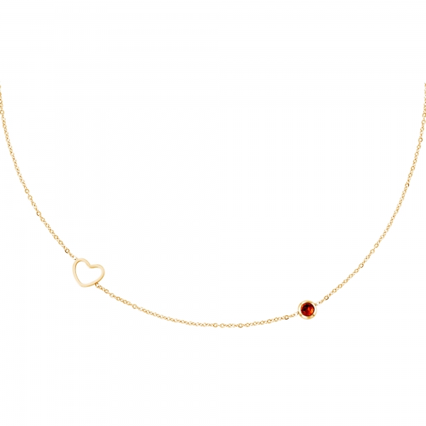 Birthstone necklace January gold