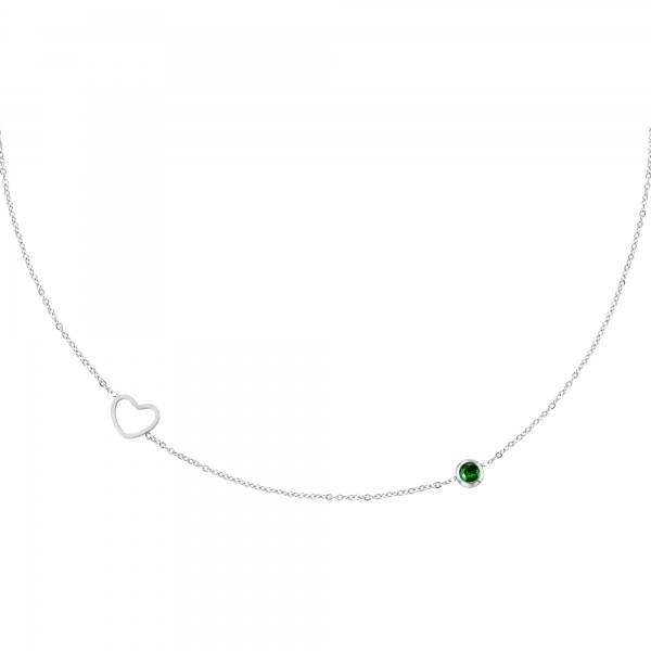 Birthstone necklace May silver