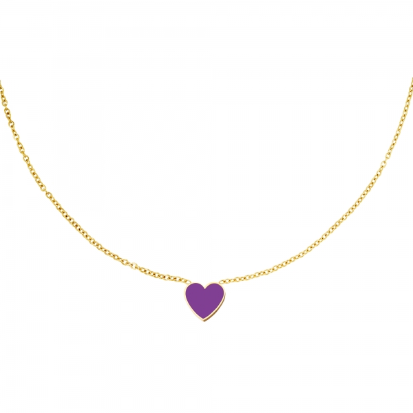  Stainless steel necklace with colorful heart charm