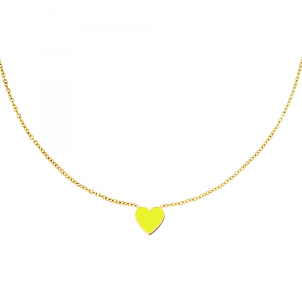  Stainless steel necklace with colorful heart charm