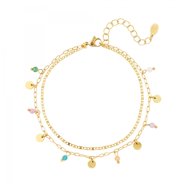 Anklet double chain with charms