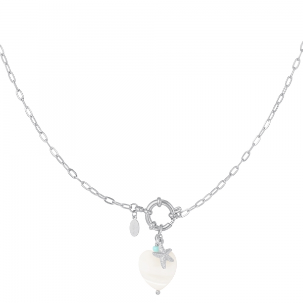 Necklace with heart and sea star charm - Beach collection
