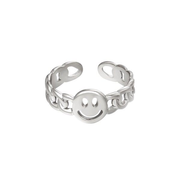 Stainless steel ring smiley