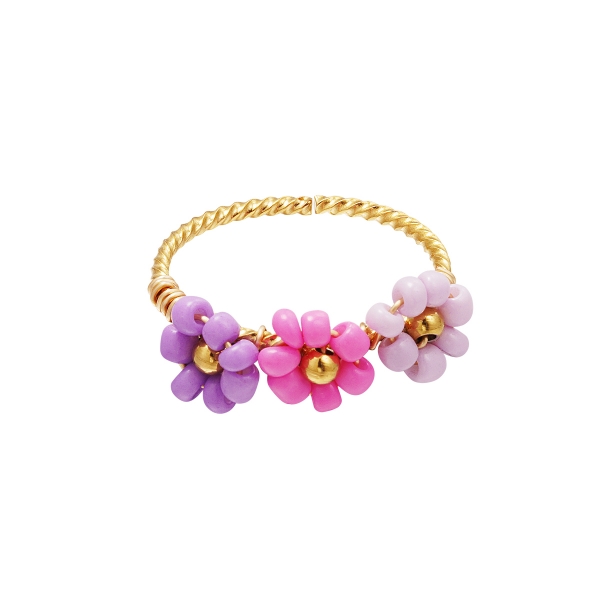 Adjustable ring with colorful flowers
