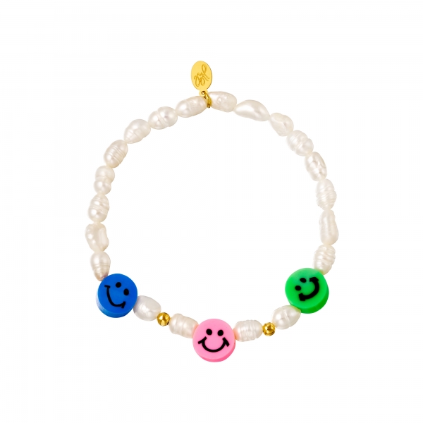 Bracelet smiley face and pearls