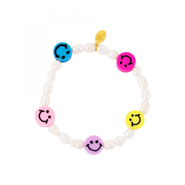 Bracelet smiley faces and pearls