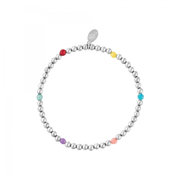Stainless steel bracelet colored stones