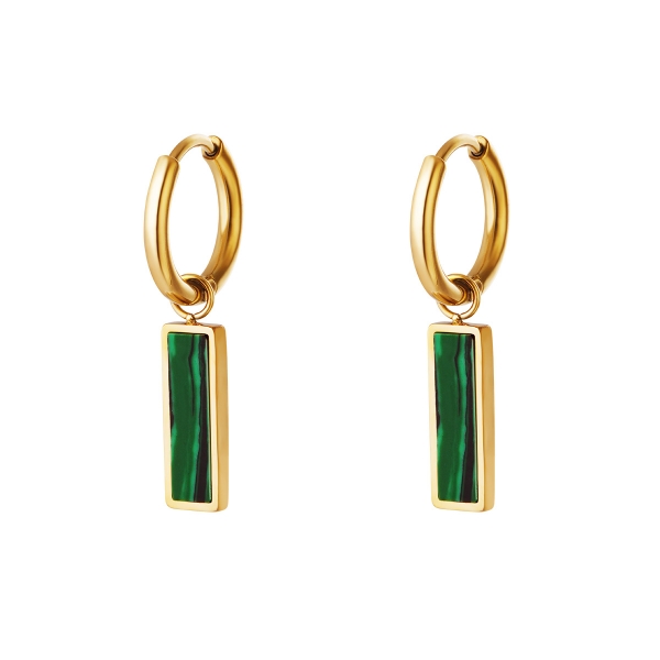 Green bar earrings 