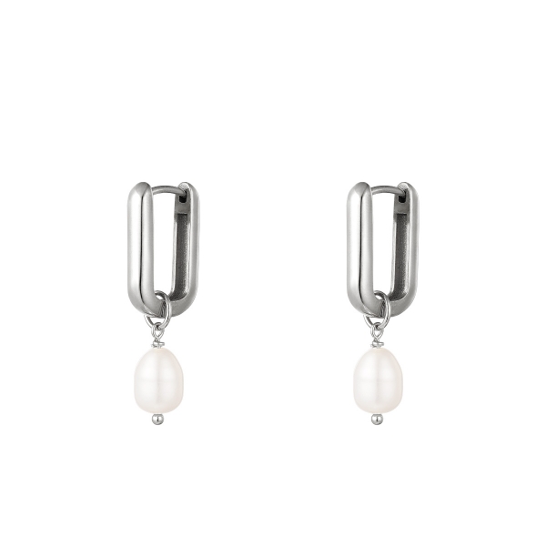 Dangling earrings pearl square