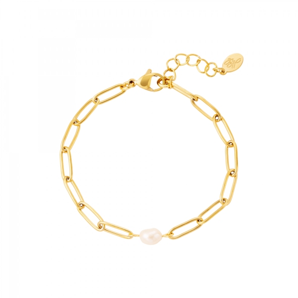 Bracelet chaîne ovale avec perle