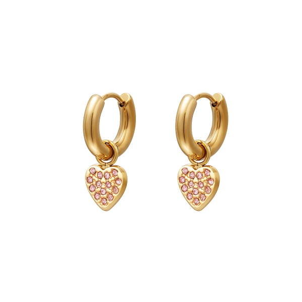 Rhinestones heart earrings