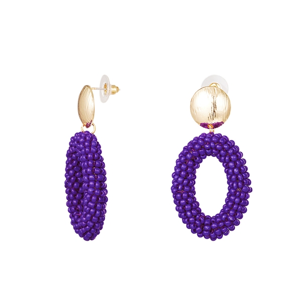 Colourful beaded earrings oval