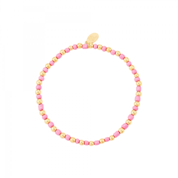 Beaded bracelet pink & gold