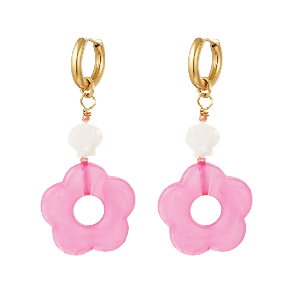 Pink flower earrings - Beach collection