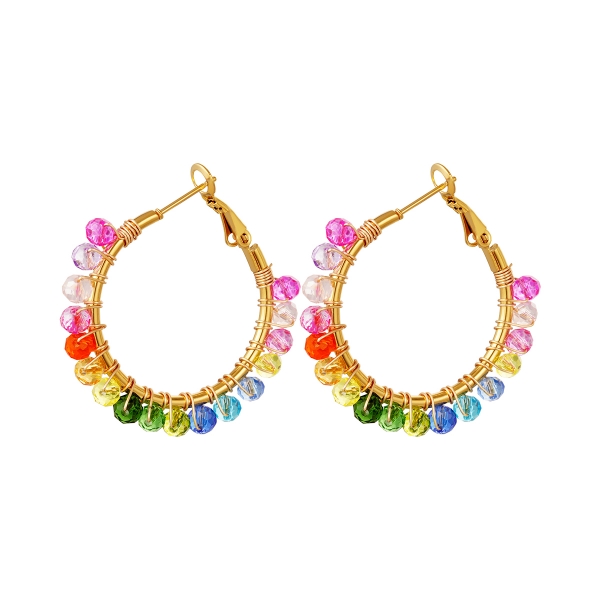 Hoop earrings with colorful beads