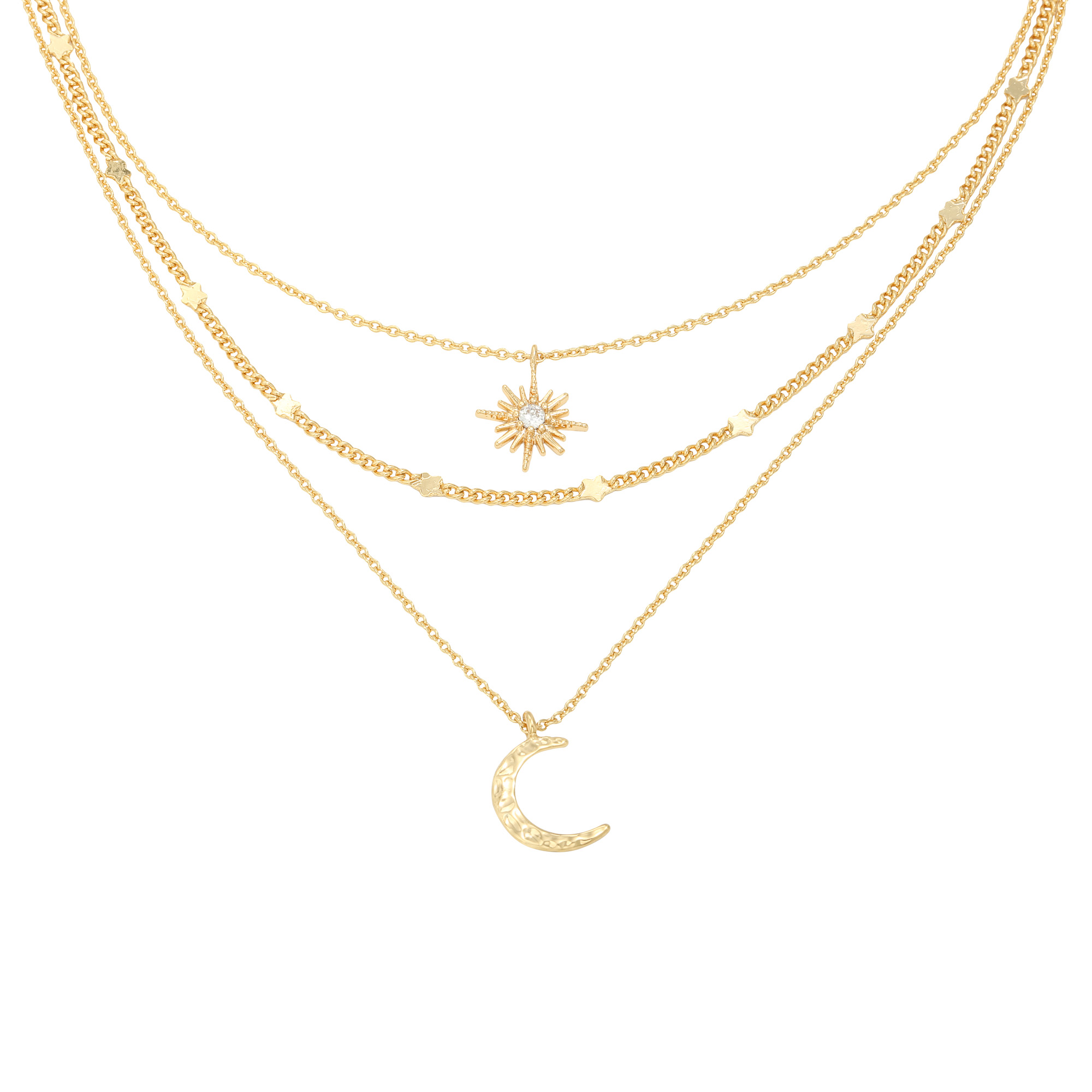 JEWELRY : Yehwang Necklace Chained Star & Moon Wholesale