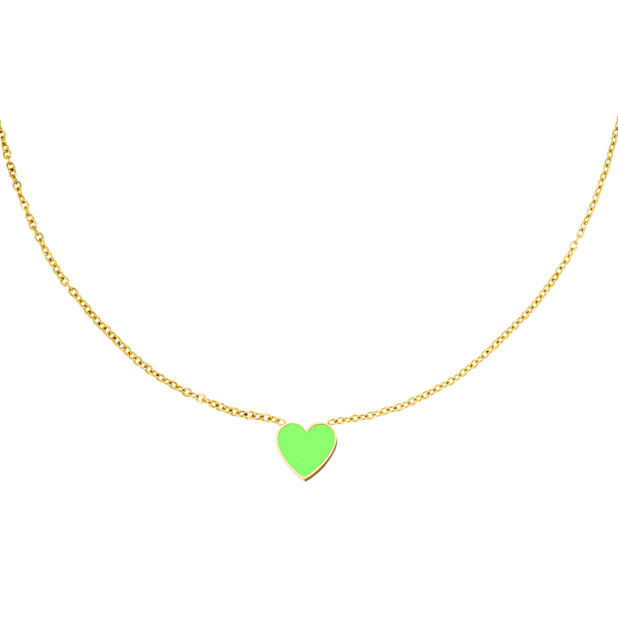 Stainless steel necklace with colorful heart charm