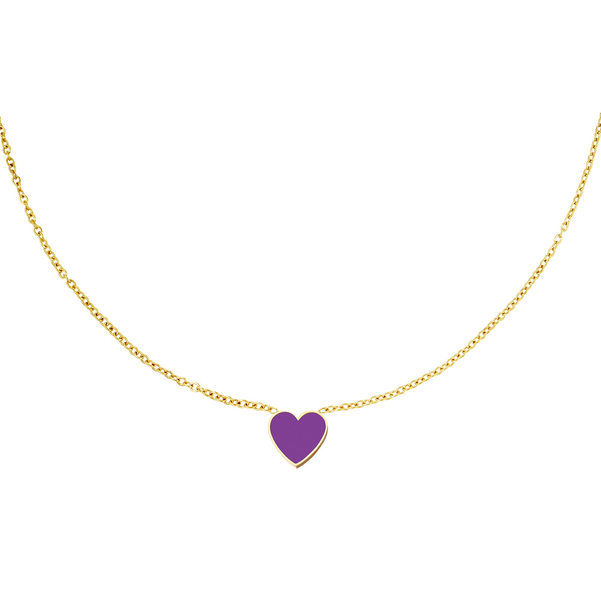 Stainless steel necklace with colorful heart charm