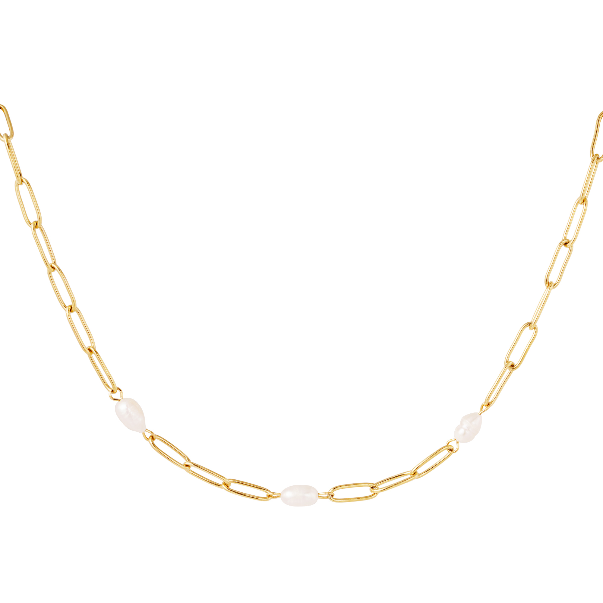 Collier chaîne ovale avec perle