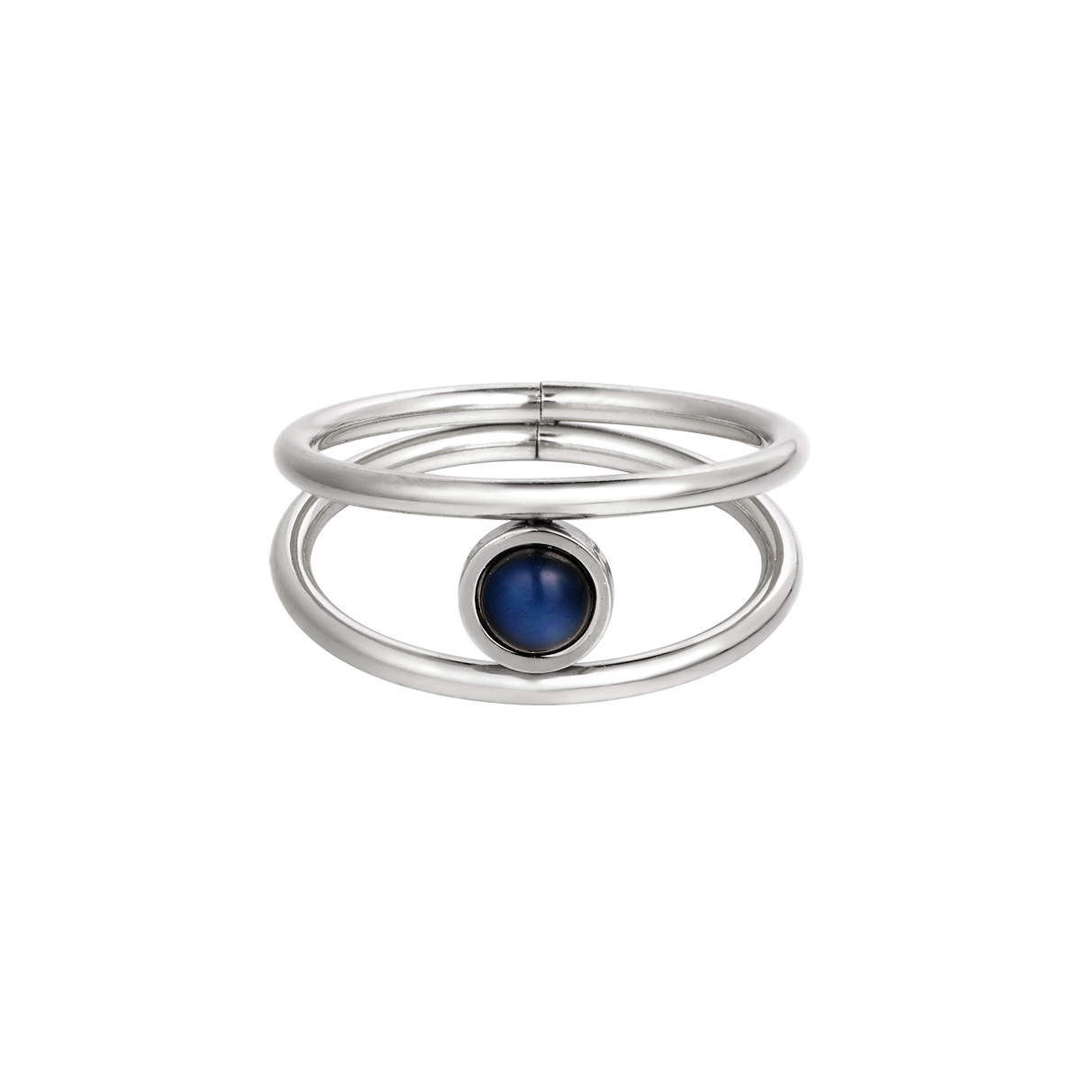 Stainless steel ring with enamel stone