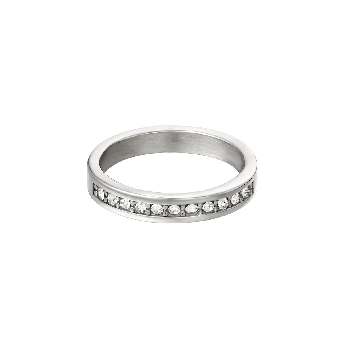 Stainless steel ring with zircon stones