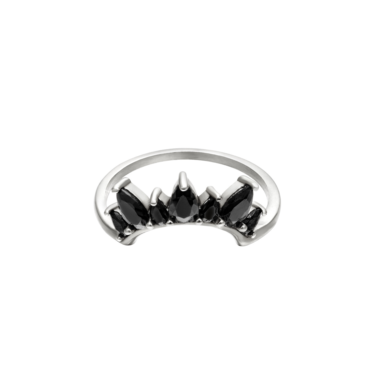 Stainless Steel Crown Ring Zircon