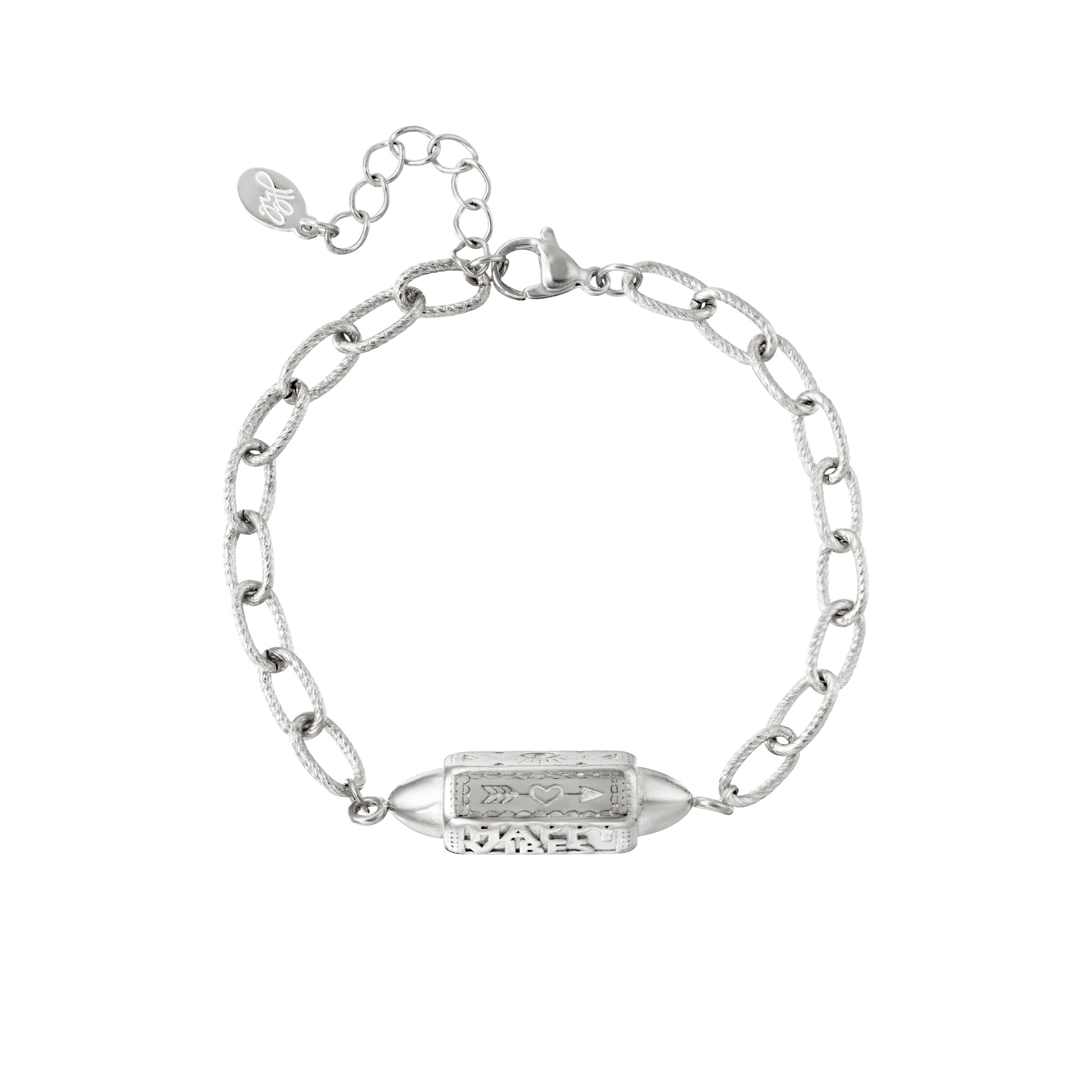 Bracelets : Yehwang Bracelet Pendant Happy Vibes Silver Wholesale