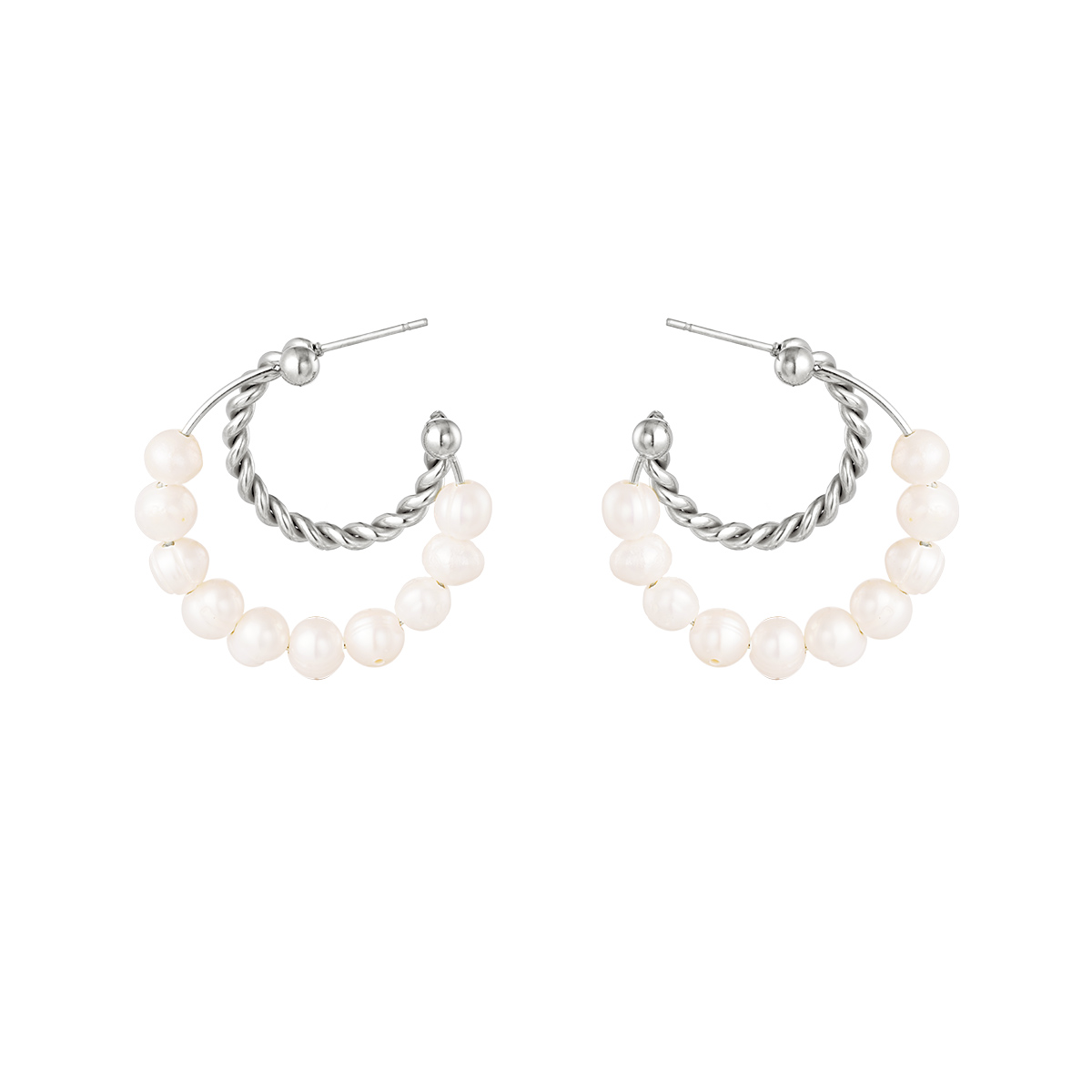 Earrings pearls with a twist