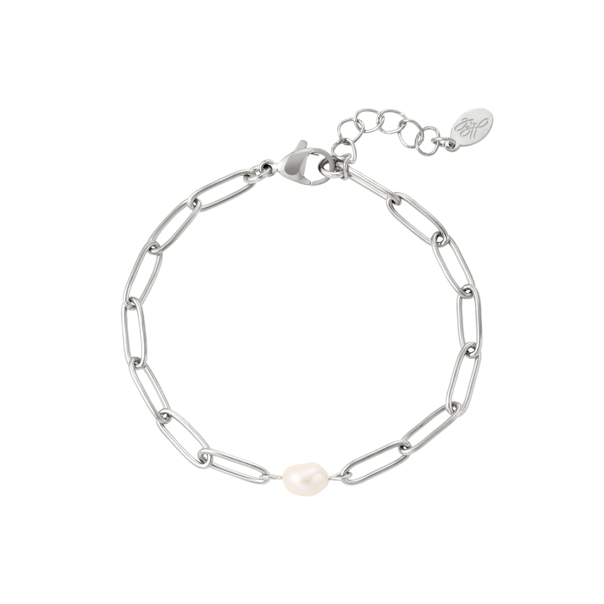 Bracelet chaîne ovale avec perle
