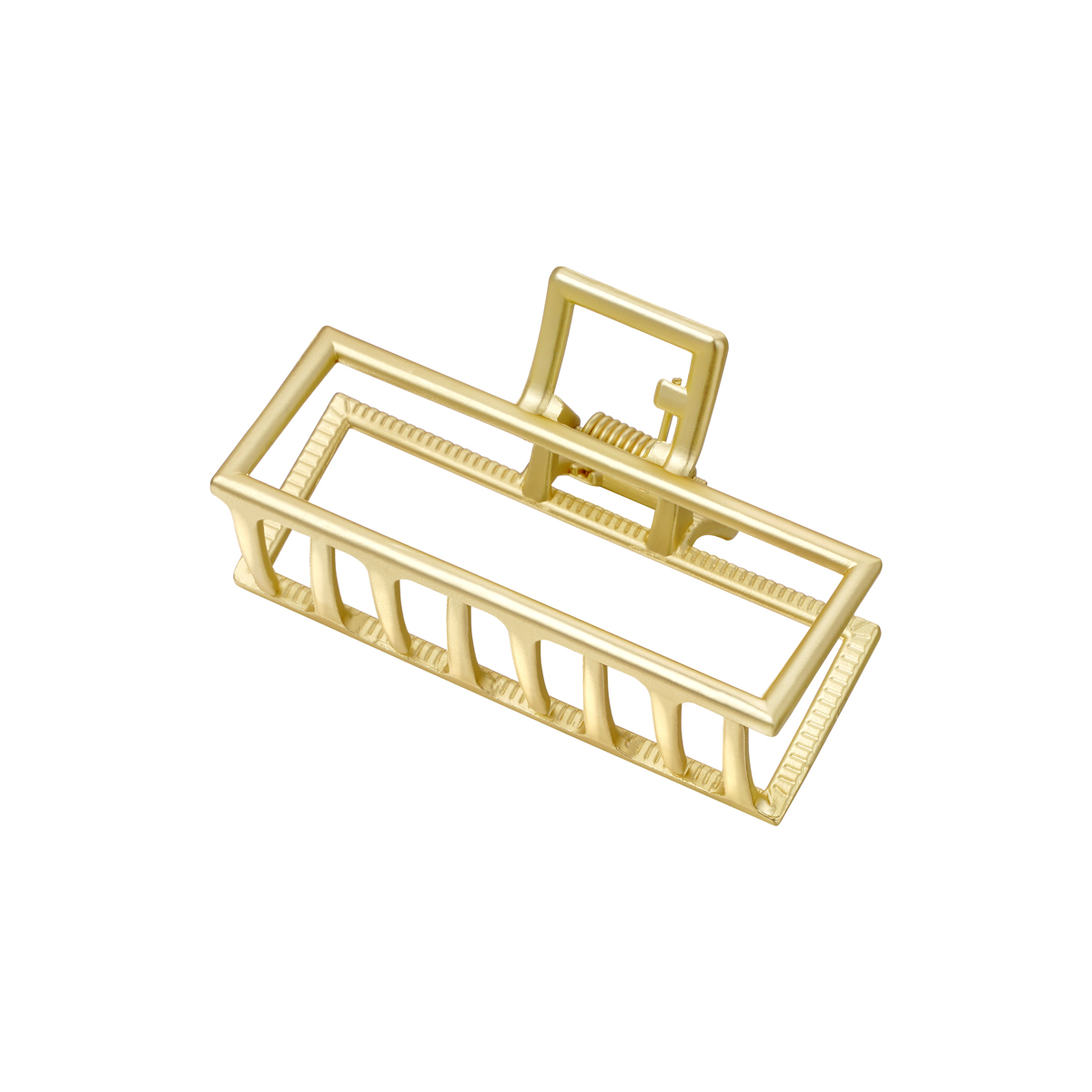 Rectangular shaped metal hair clip in gold color