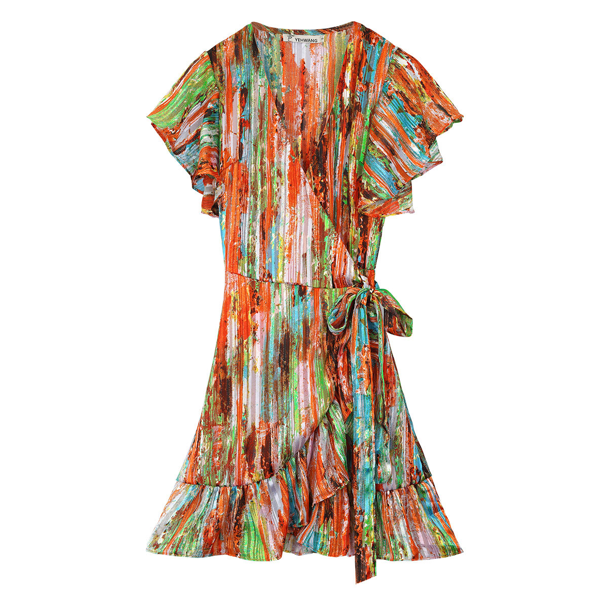 Dresses : Yehwang Colourful wrap dress Wholesale