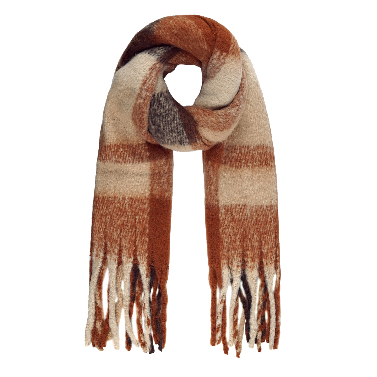 Scarves : Yehwang Checkered scarf fringe Wholesale
